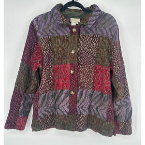 Vintage Coldwater Creek Blazer Jacket Size XL Button Patchwork Boho Hippie Artsy